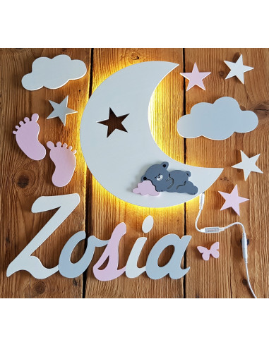 Lampka Księżyc z Misiem