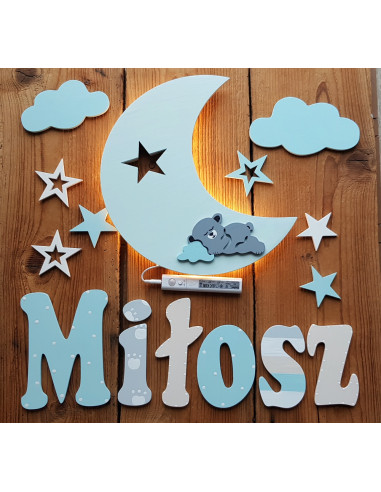 Lampka Księżyc z Misiem