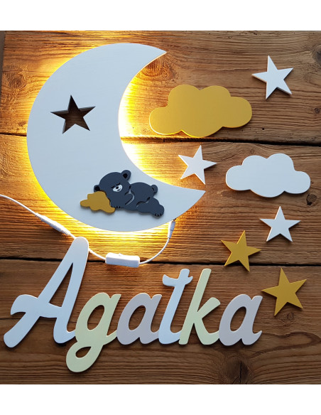 Lampka Księżyc z Misiem